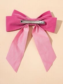 蝴蝶结装饰鳄鱼夹可爱花朵夹情人节情侣发夹爪夹发卡，蝴蝶结，优雅，冬季女装，发饰，头饰 - 粉色 - 查看 2