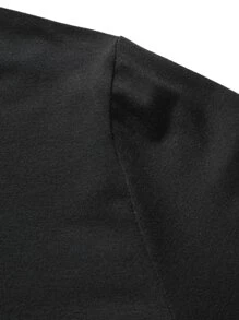 Manfinity Tops Nam Khối Màu Slogan Giải trí - màu đen - Xem 6