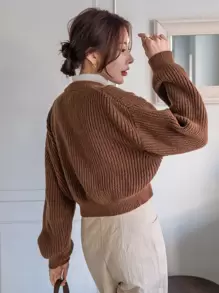 DAZY 罗纹针织落肩开衫，秋季女装夹克