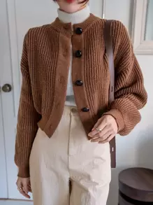 DAZY 罗纹针织落肩开衫，秋季女装夹克