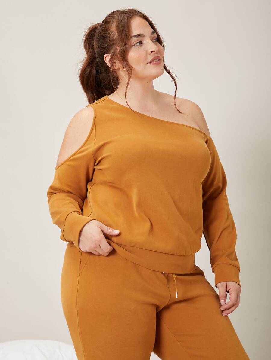 SHEIN Top para dormir de cuello asimétrico - Mostaza Amarilla - Ver 1