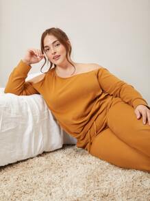 SHEIN Top para dormir de cuello asimétrico - Mostaza Amarilla - Ver 4