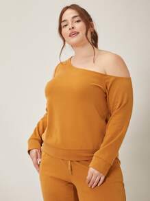 SHEIN Top para dormir de cuello asimétrico - Mostaza Amarilla - Ver 5