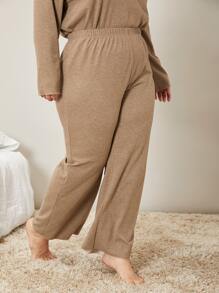 SHEIN PLUS VISCOSE SLEEP TROUSERS - Khaki - View 6