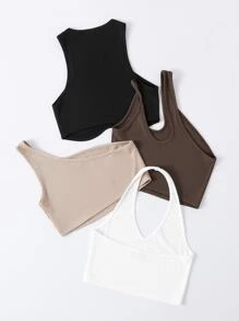 4 piezas Top tejido de canalé - Multicolor - Ver 2