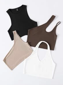 4 piezas Top tejido de canalé - Multicolor - Ver 5