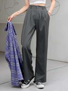 DAZY Slant Pocket Suit Pants - Light Grey - View 4