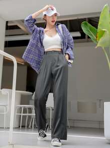 DAZY Slant Pocket Suit Pants - Light Grey - View 5