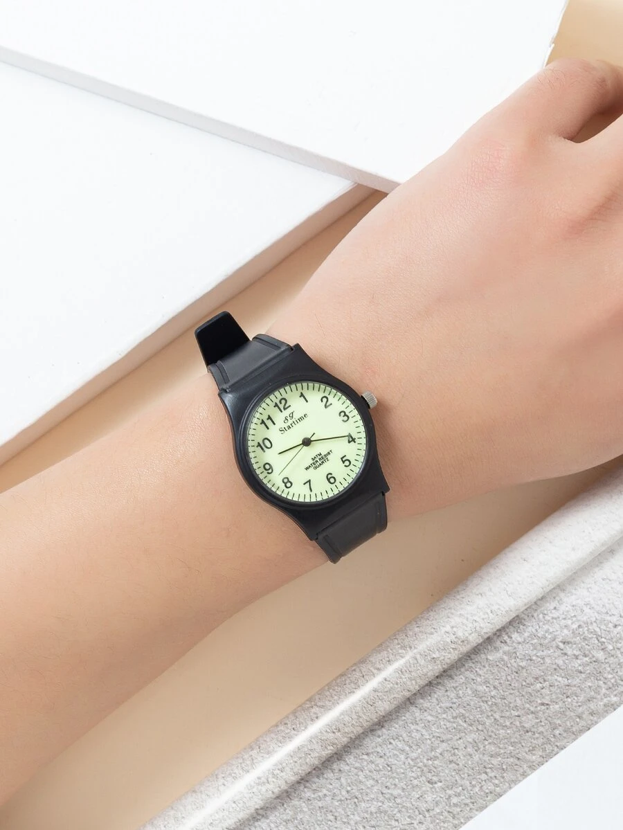 1块黑色极简时尚手表，适合日常佩戴和节日送礼 - 黑色 - 查看 1