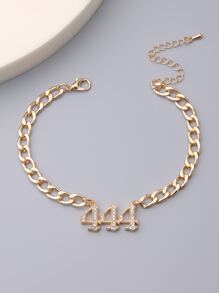 水鑽數字吊墜腳錬 - 金黃色 - 查看 2