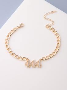 水鑽數字吊墜腳錬 - 金黃色 - 查看 4