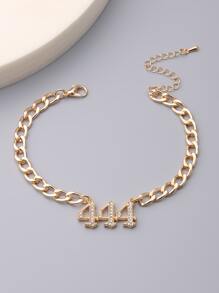 水鑽數字吊墜腳錬 - 金黃色 - 查看 5