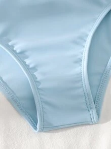 Tween Girl Color Block Bikini Set Summer Beach - Multicolor - View 5