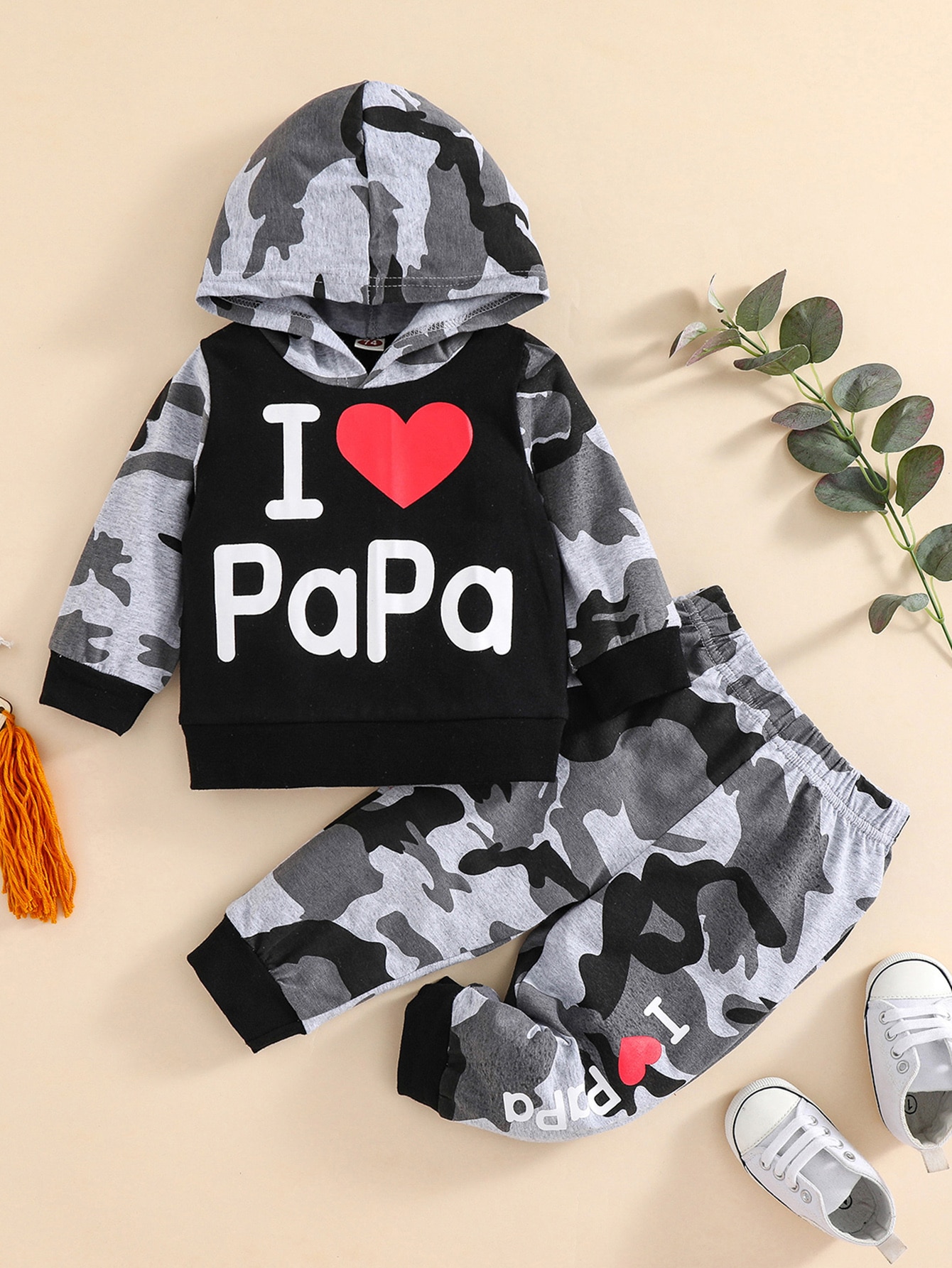 Camo slogan baby set