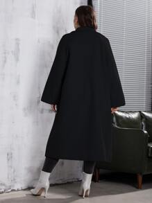 Modelyn Abrigo de lana holgado, de doble botonadura, con bolsillos y de largo medio, informal y liso, para mujer, de talla grande, para invierno