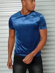 Manfinity VCAY Tops Nam màu trơn Giải trí - Xanh đậm - Xem 1