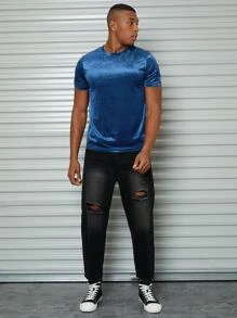 Manfinity VCAY Tops Nam màu trơn Giải trí - Xanh đậm - Xem 3