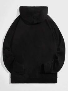 ROMWE MEN Áo nỉ Nam Dây kéo Túi Hoạt hình Lá thư Giải trí - màu đen - Xem 2