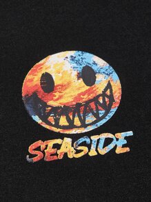 ROMWE MEN Áo nỉ Nam Dây kéo Túi Hoạt hình Lá thư Giải trí - màu đen - Xem 3