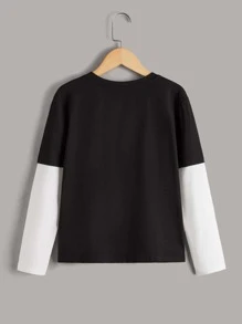 SHEIN Tween Boy Cartoon Graphic 2 In 1 Tee - Black - View 2