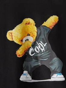 SHEIN Tween Boy Cartoon Graphic 2 In 1 Tee - Black - View 4