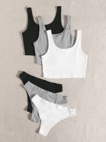 Lowkey Lull Bộ đồ ngủ Nữ Gân đan màu trơn Giải trí - Nhiều màu - Xem 2