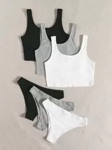 Lowkey Lull Bộ đồ ngủ Nữ Gân đan màu trơn Giải trí - Nhiều màu - Xem 3