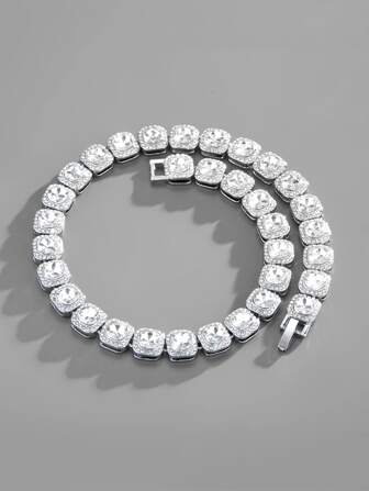 適合女士男士流行龐克嘻哈風格搖滾派對全水鑽華麗裝飾項鍊合金材料適合派對