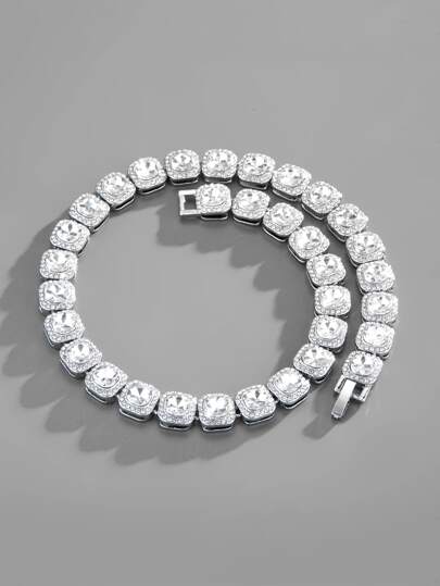 適合女士男士流行龐克嘻哈風格搖滾派對全水鑽華麗裝飾項鍊合金材料適合派對