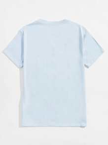 Manfinity VCAY Men Cotton Letter Graphic Tee - Baby Blue - View 2