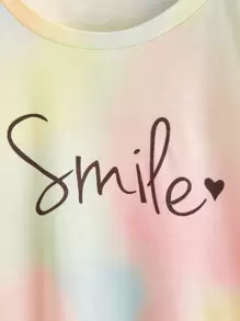 SHEIN 青少女亞麻染字母圖形t恤 - 彩色 - 查看 4