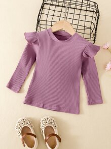 Niñitas Camiseta tejido de canalé ribete con fruncido