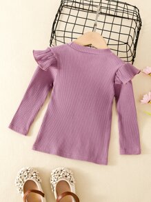 Niñitas Camiseta tejido de canalé ribete con fruncido