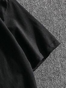 Manfinity Tops Nam Hoa Lá thư Giải trí - màu đen - Xem 3