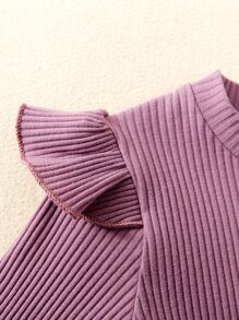 Niñitas Camiseta tejido de canalé ribete con fruncido