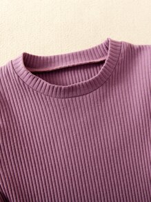 Niñitas Camiseta tejido de canalé ribete con fruncido