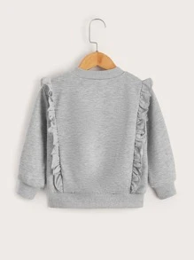 SHEIN Niñitas Cazadora con estampado con parche ribete con fruncido - Gris Claro - Ver 2