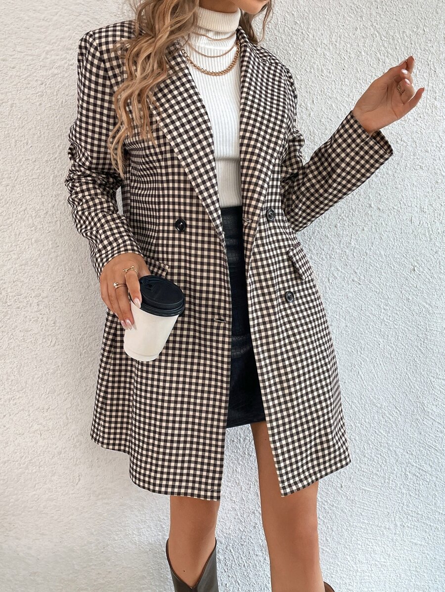 gingham long coat with sweater and skirt. winter casual outfit idea. office holiday party outfit idea. christmas party outfit. gingham long coat with sweater and skirt. winter casual outfit idea. office holiday party outfit idea. christmas party outfit.