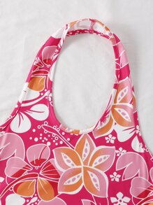 SHEIN Unity Floral Print Crop Halter Top - Multicolor - View 5