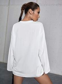 Áo thun nữ Đồ họa Lá thư Giải trí - trắng - Xem 2