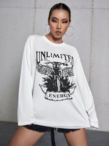 Áo thun nữ Đồ họa Lá thư Giải trí - trắng - Xem 3