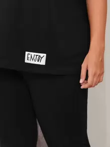 Mulvari Plus Letter Patched Tee & Leggings