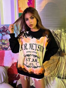 MEYSI KIM Graphic Print Drop Shoulder Pullover - Multicolor - View 7