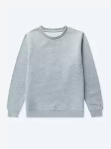 青少年男孩休闲舒适保暖长袖运动衫 - 淺灰色 - 查看 1