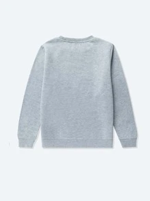 青少年男孩休闲舒适保暖长袖运动衫 - 淺灰色 - 查看 2