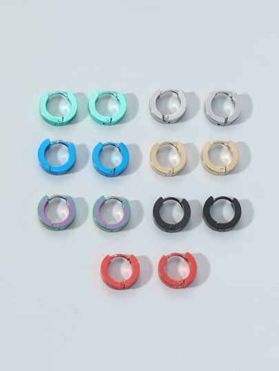 Pendientes de acero inoxidable para hombre de 7 pares de moda y populares para regalo de joyería y para una apariencia elegante