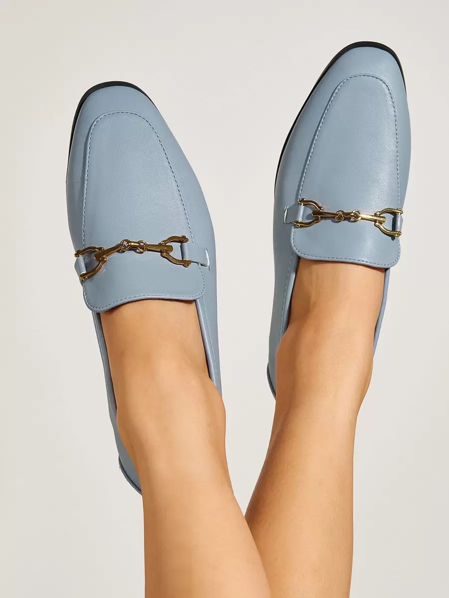 Minimalist Horsebit Decor Loafers - Blue - View 1