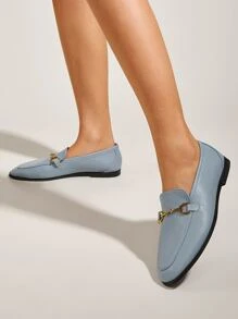 Minimalist Horsebit Decor Loafers - Blue - View 2