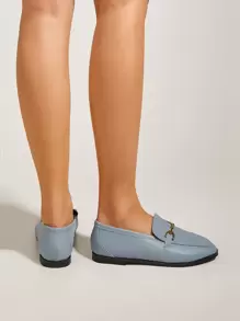Minimalist Horsebit Decor Loafers - Blue - View 5