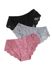 3pack Plus Contrast Lace Panty - Multicolor - View 1